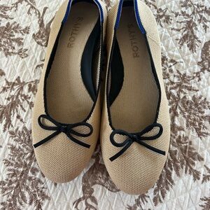 Rothy's Beige Flats with Black Trim